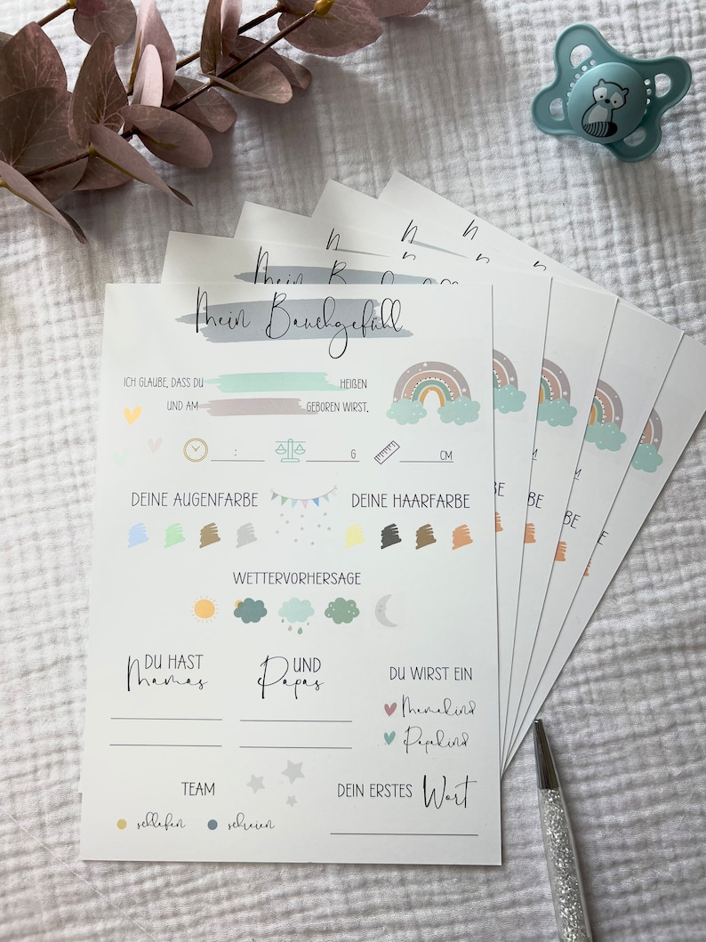 Detailverliebt Baby Wunschkarten - 40 Stück DIN A7 Für Babyparty