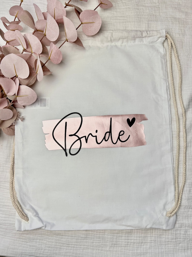 Personalisierte JGA Beutel Junggesellinnenabschied Turnbeutel Bride & Team Bride Hochzeit JGA Geschenk Braut Brautjungfern Bild 5