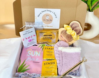 Rest and Recharge Self Care Box and Gift Spa Kit, Thinking of You, Gift, Pamper Hamper Gift Box Care Package, Grace Upon Gifts -Golden Bliss