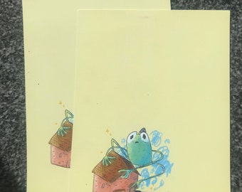 Cute Funny Frog Art Hat A5 print