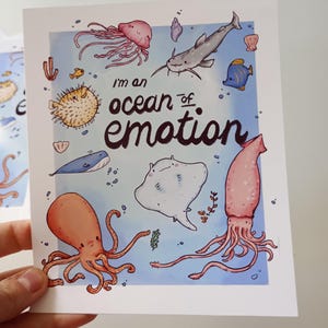 Ocean Of Emotion A5 Kunstdruck Postkarte Sealife Illustration