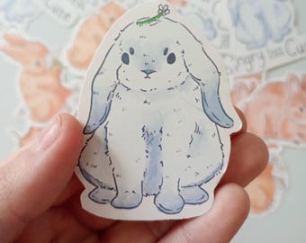 Cute Angry Bunny Rabbit Glossy Sticker