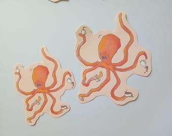 Anxious Octopus Glossy Sticker