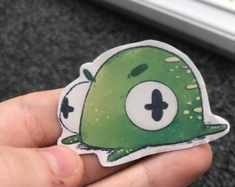Cute Angry Frog Art Glossy Sticker