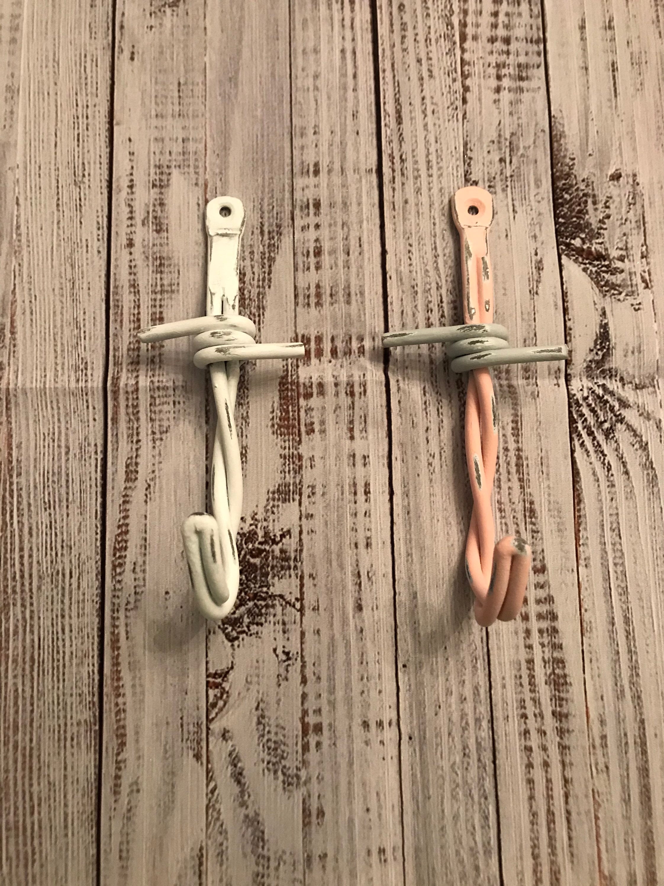 Painted Barbed Wire Wall Hooks/metal Hooks/decorative Wall Hooks/iron Wall  Hooks/hand Painted Wall Hooks/custom Wall Hooks/colored Hooks 