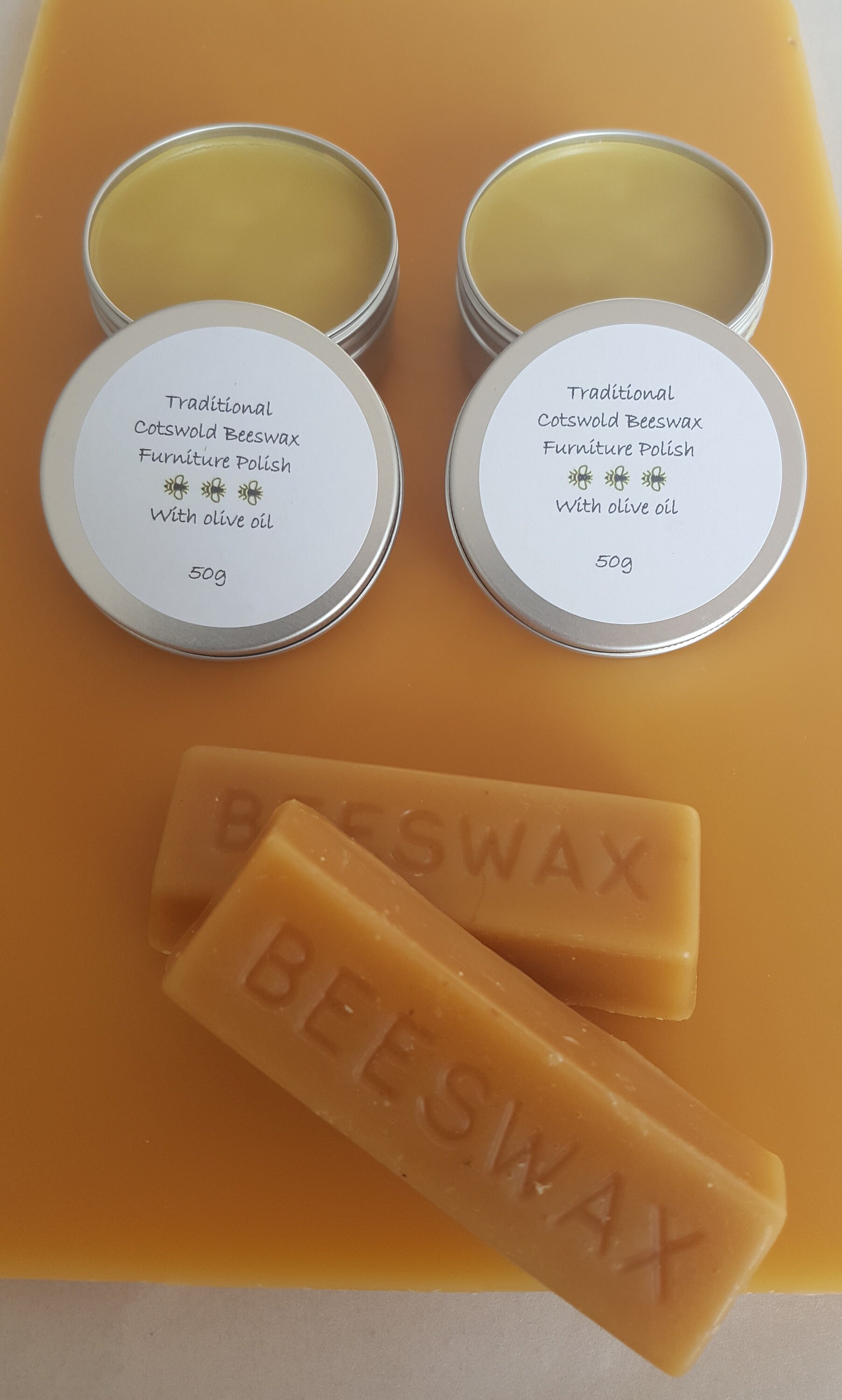 50g of Beeswax Polish with olive oil Food Safe. Made in the Etsy