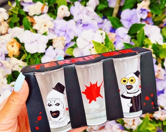 Horror Clown 3PC Shot Glass Set | Horror Icon, Horror Fan, Scary Movie, Clowns, Tumbler, Glass Can, Coffee Cup, Water Cup