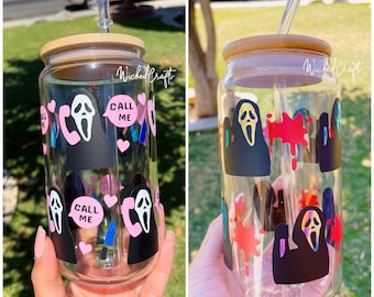 Scream Horror Halloween 16oz Holographic Glass | Beer Can Glass, Coffee, Water, Glass, Wine, Tumbler