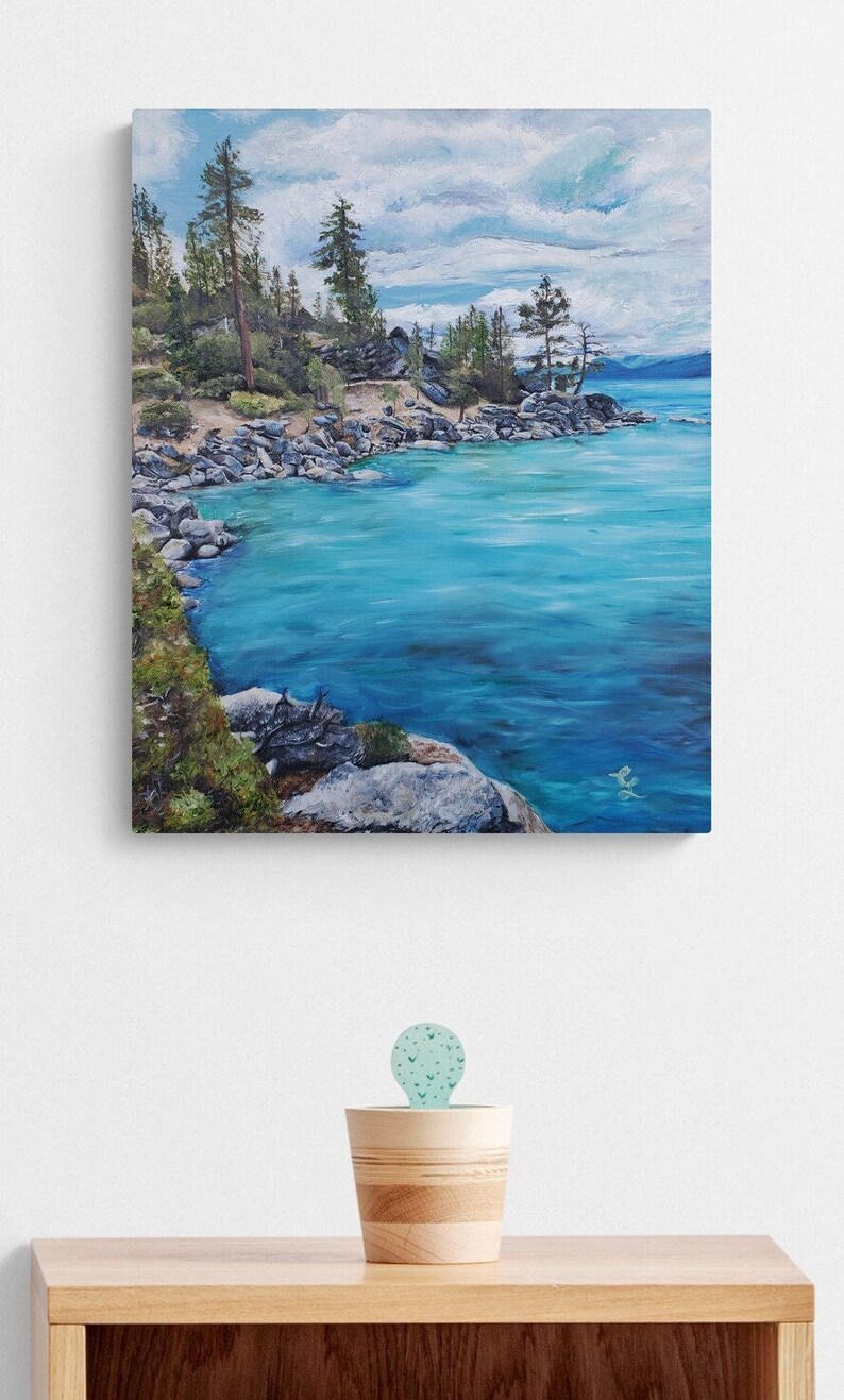 Lake Tahoe Wall Art / Oil Painting Stretched Canvas Print / Etsy