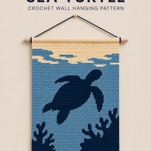 Haakpatroon voor een zeeschildpad, wandtapijt met oceaanmotief (PDF)
