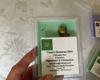 WaterMintClementine Beeswax Wax Melt, Phthalate Free Fragrance