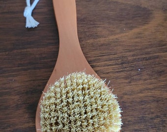 Cactus Bristle Body Brush, Wooden Handle, Exfoliating Vegan Brush