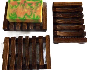 Soap Dish Drain Rack Tray Holder Plate Hemu Wood Bamboo Soap Shower Bathroom US 