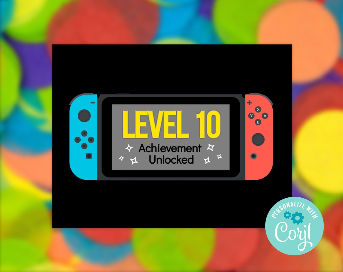 Editable Downloadable Happy Birthday Card Nintendo Switch Etsy