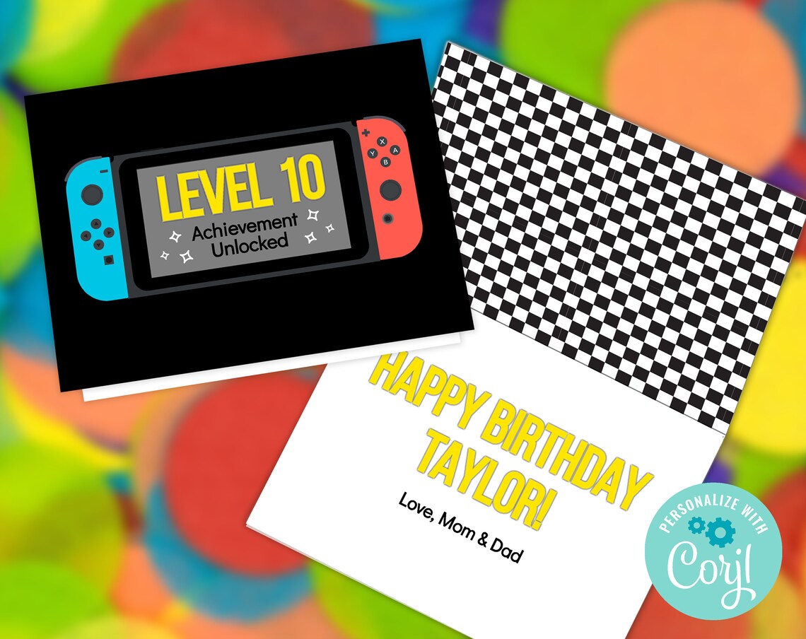 Editable descargable feliz tarjeta de cumpleaños / Nintendo | Etsy España