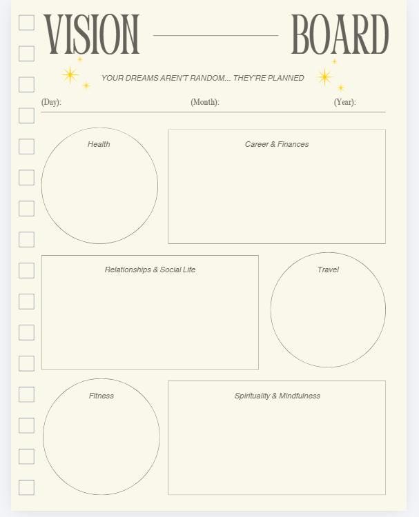 Vision Board Template Printable | Goal Planning Worksheet | Digital ...