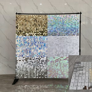 Silver Shimmer Wall Panels Square Sequin Shimmer Backdrop for Wedding Birthday Engagement Baby Shower Party Decorations