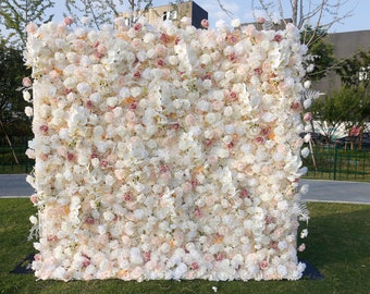 White Pink 5D Flower Wall On Cloth Wedding Party Photo Backdrop Top Quality Quick Assemble