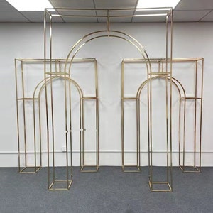 Electroplated Shiny Gold Wedding Arch Backdrop Truss Metal Arch Ceremony Arch Backdrop Party Background
