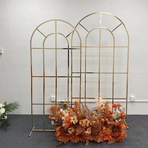 Shiny Gold Wedding Flower Stands Arch Screen Floral Stand Birthday Party Background Decor