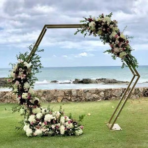 7.2ft Hexageon Arch Stand Wedding Flower Stand Backdrop Stand Ceremony Arch Balloons Decoration