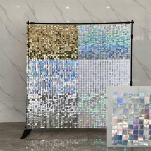 Iridescent Square Sequin Shimmer Backdrop Shimmer Wall Panels  for Wedding Birthday Engagement Baby Shower Party Decorations