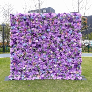 Multi-Colors Flower Wall for Wedding,5-D Purple Artificial Flower Panel Bridal Shower Decor Photo Backdrop ,Wedding Backdrop