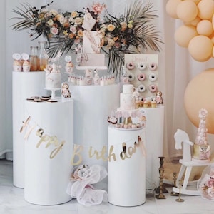 Cylindrical Cake Pedestal Wedding Background Decoration Metal Pillars Dessert Table Party Backdrop Cake Stand