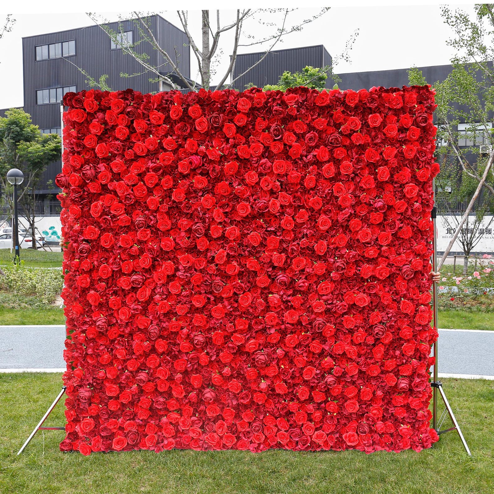 Scarlet Red Rose Flower Wall for Wedding,artificial Flower Panel on ...