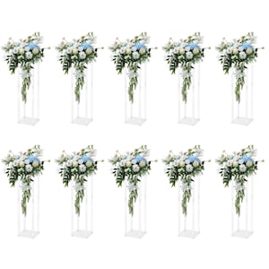 23.6 Inch Clear Acrylic Column Flower Stand 10Pcs Set Geometric Display Rack for Wedding Centerpiece Home Event Party Decor