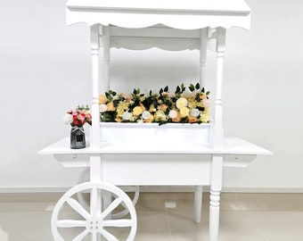 Flower Wood Cart Customized Candy Dessert Cart Sweet Candy Cart Party Wedding Decor Engagement Party Display Mini Solid wood flower Cart