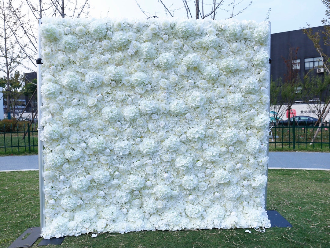 White Rose Flower Wall Artificial Flower Panel Home Shop Wall Decor