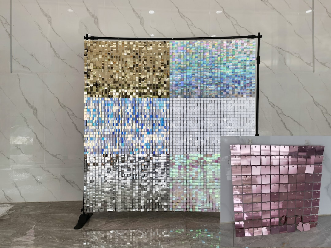 Rose Pink Square Sequin Shimmer Panels Shimmer Wall Backdrop for ...