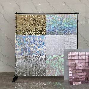 Rose Pink Square Sequin Shimmer Panels Shimmer Wall  Backdrop for Wedding Birthday Engagement Event Party Decorations