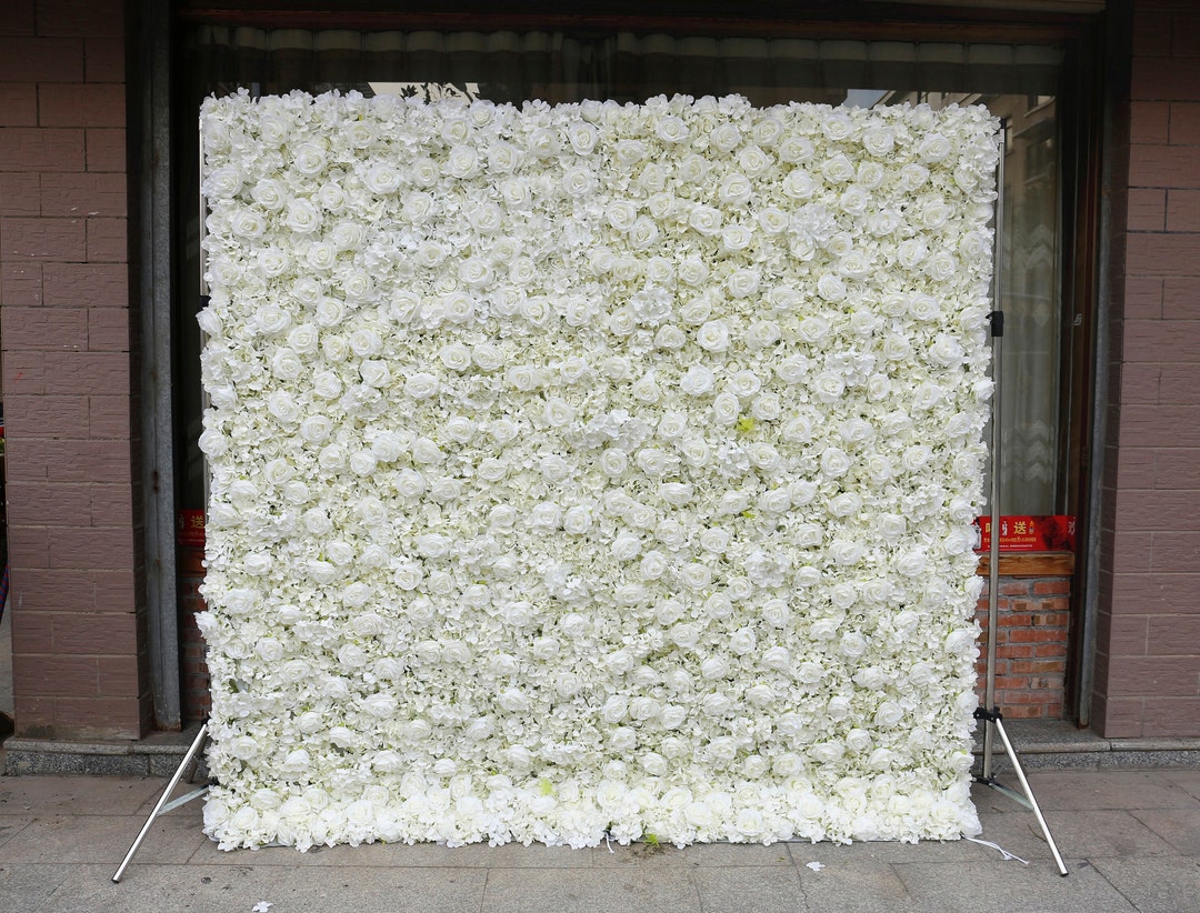 White Rose Flower Wall on Fabric Cloth Artificial Flower Home Shop Wall
