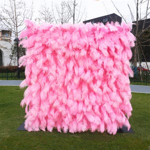 Pink Feather 3D Flower Wall On Cloth, Wedding Party Photo Backdrop Decorations Custom Flower Backdrop