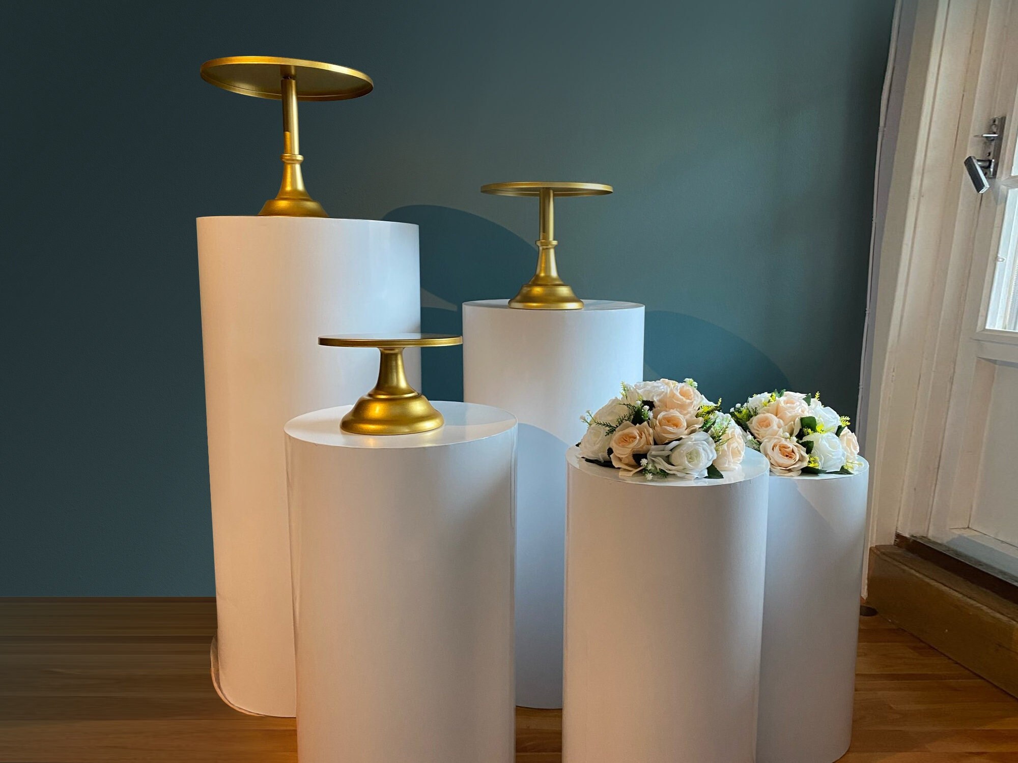 Aerdce Red Cylinder Pedestal Table Cover - Stretchy Plinth Cover For Racing Party Decor 8 thumbnail image