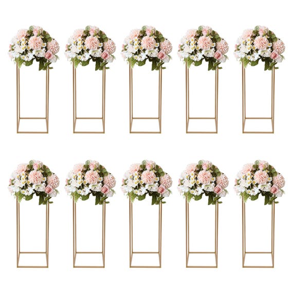 10pcs Gold Flower Stands 23.6in Tall, Wedding Arch Table Centerpieces Wedding Birthday Party Decoration Geometric Centerpiece Metal stand