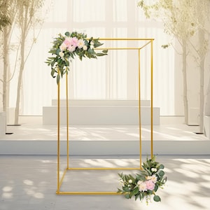 6ft Square Wedding Arch Stand Metal Backdrop Frame for Events Metal Freestanding Flower& Balloon Decor Display for Vases