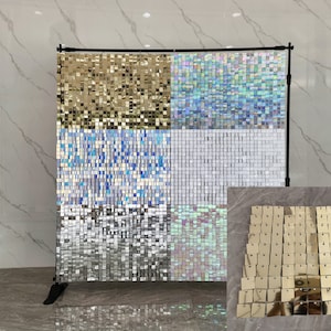 Pannelli luccicanti quadrati in oro chiaro con paillettes, fondali da parete luccicanti per decorazioni per feste di matrimonio, compleanno, fidanzamento, baby shower