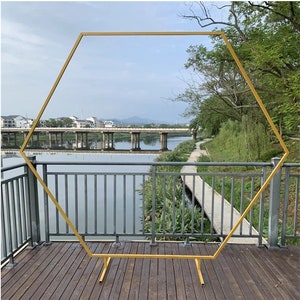 Hexagon Wedding Arch Ceremony Party Arch decor Gold/White colour metal arch Outdoor Wedding Arch wedding backdrop