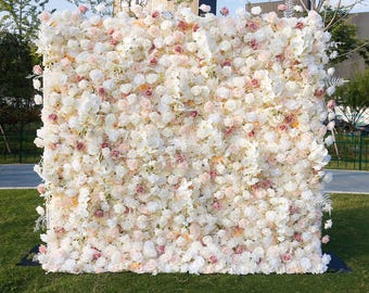 White Pink 5D Flower Wall On Cloth Wedding Party Photo Backdrop Top Quality Quick Assemble