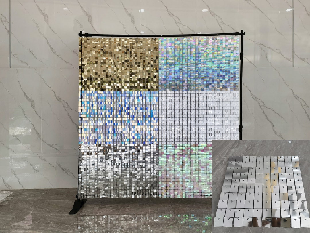 Silver Shimmer Wall Panels Square Sequin Shimmer Backdrop for Wedding