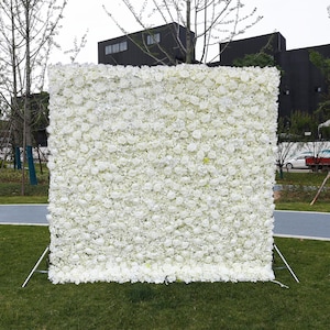 White Rose Flower Wall on Fabric Cloth Artificial Flower Home Shop Wall Decor Photo Wedding Party  Backdrop Party Event background Decor