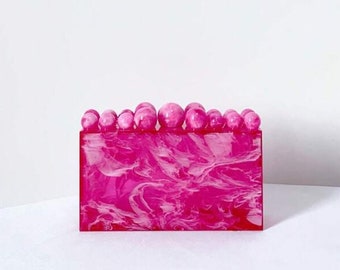 Hot Pink Marble Acrylic Handbag