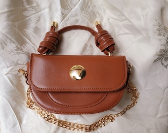 Vintage Inspired Brown Leather Handbag
