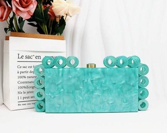 Acrylic Marble Handbag with crossbody option  (Turquoise)