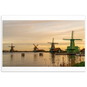 Recuerdo de Holanda, Zaanse Schans, molinos de viento de Holanda, tarjeta postal, regalo de Holanda para los amantes de Ámsterdam