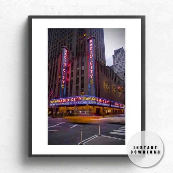 New York City Photography Print | Radio City Photography | New York Digital Download | Instant Download Art