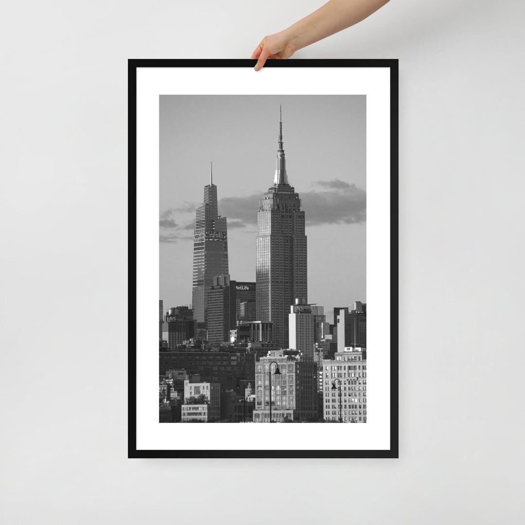 Framed Nyc Skyline Wall Art – Empire State Building Black and White ...